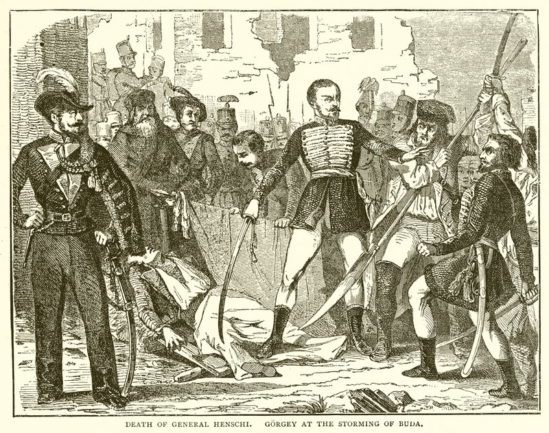 General Henschis død. Gorgey ved Stormningen af Buda af English School