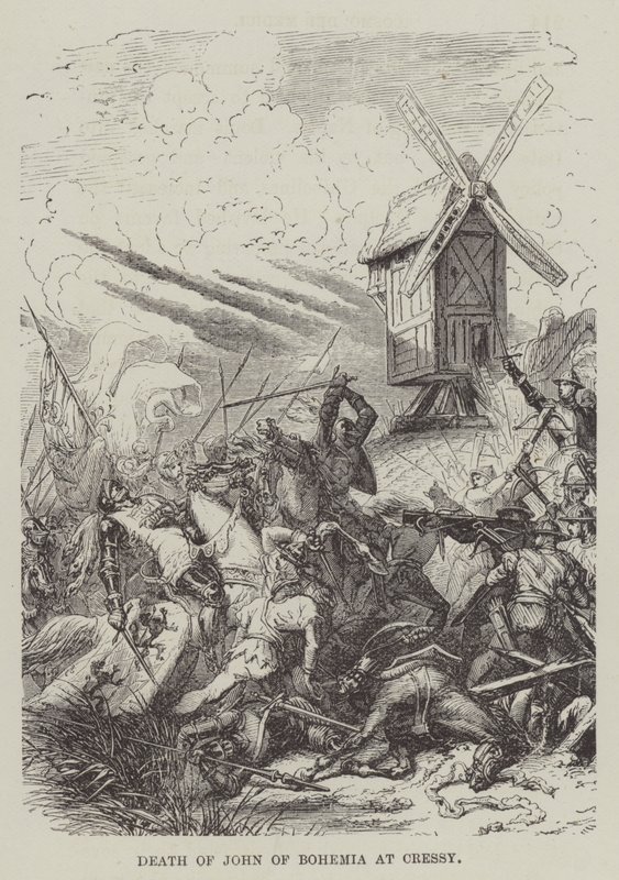 Johannes af Bøhmens død ved Cressy (gravering) af English School