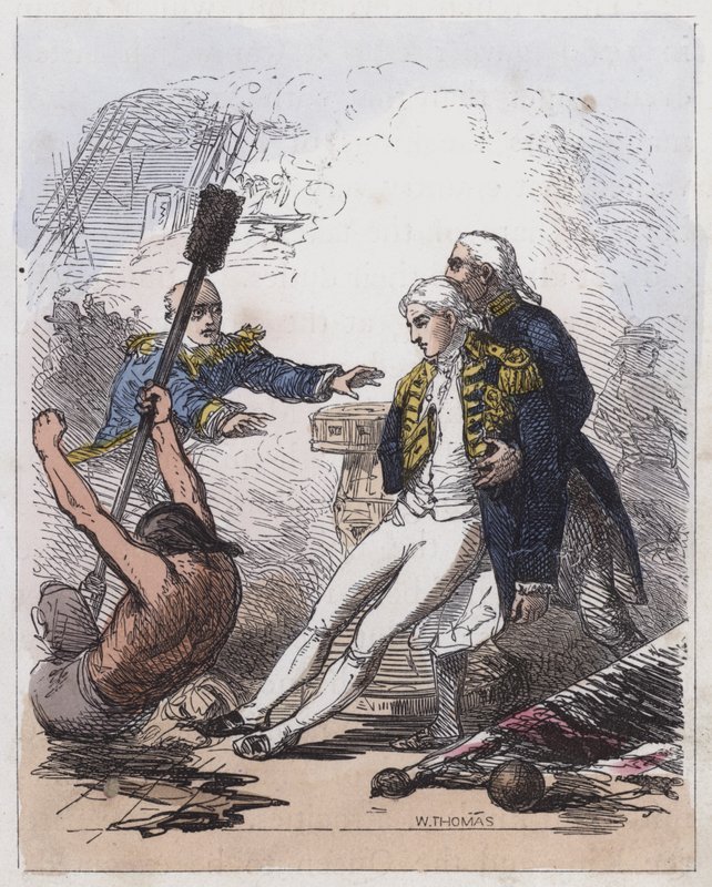 Lord Nelsons død (farvet gravering) af English School