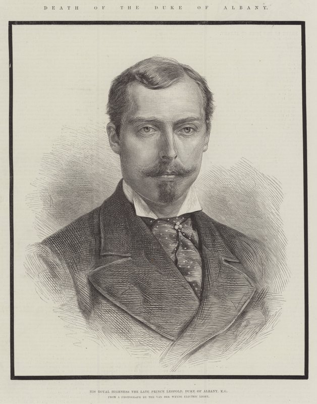 Hertugen af Albany, hans kongelige højhed, afdøde prins Leopold, hertug af Albany, KG, død (gravering) af English School