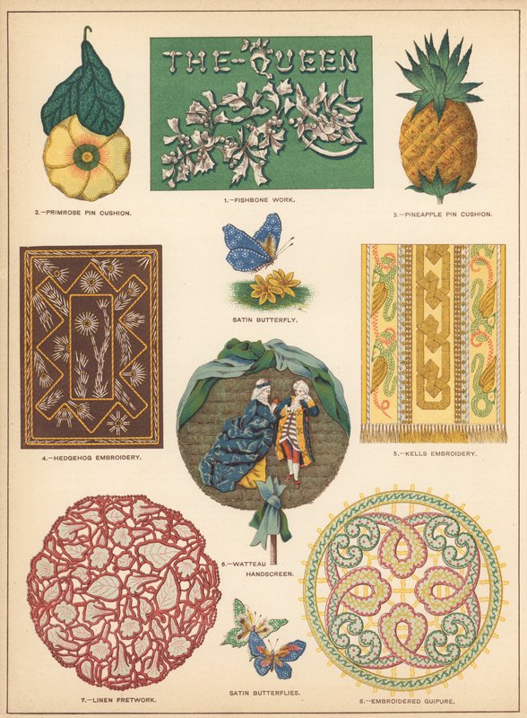 Dekorative genstande (farve litho) af English School