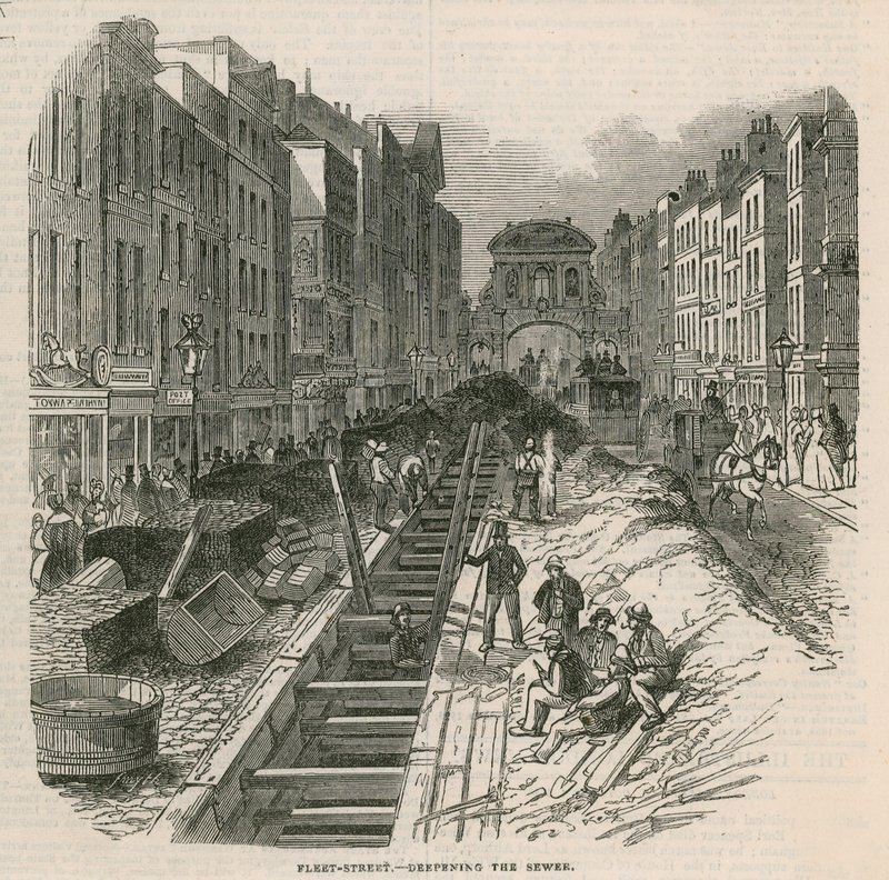 Uddybning af kloakkerne i Fleet Street af English School