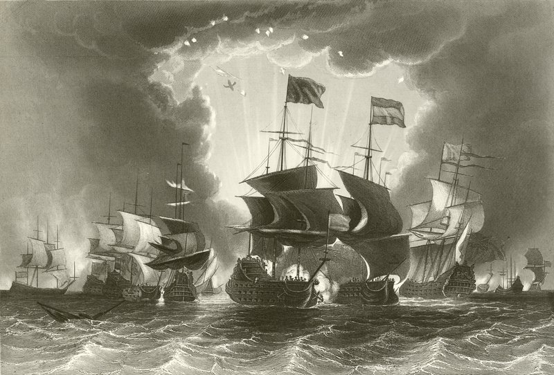 Nederlag af den hollandske flåde af admiral Blake af English School