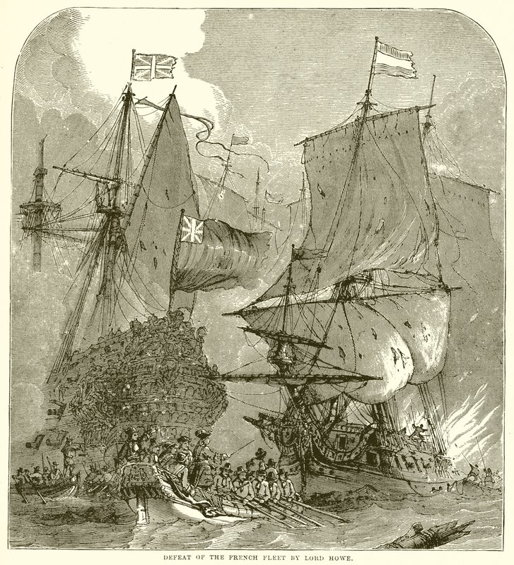 Nederlag af den franske flåde af Lord Howe af English School