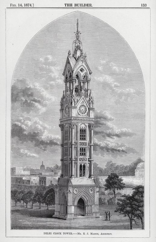 Delhi Clock Tower (gravering) af English School