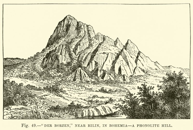 Der Borzen, near Bilin, in Bohemia, a Phonolite Hill  af English School