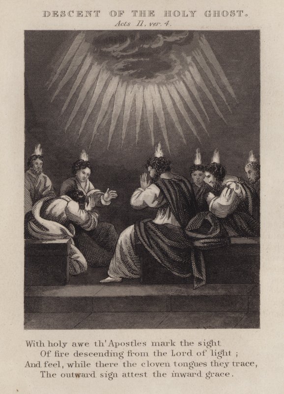 Helligåndens nedstigning, Acts II, ver 4 (gravering) af English School