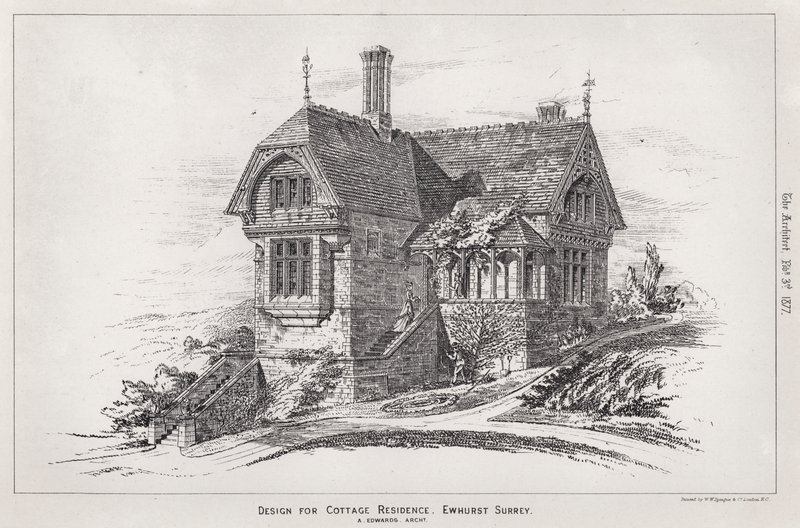 Design til Cottage Residence, Ewhurst, Surrey (gravering) af English School