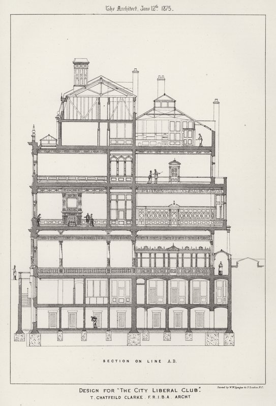 Design til "The City Liberal Club" (gravering) af English School