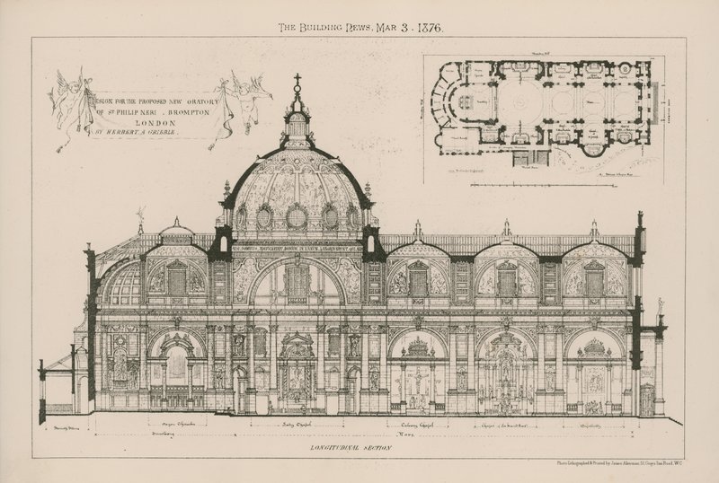 Design til det foreslåede nye oratorium af St Philip Neri af English School