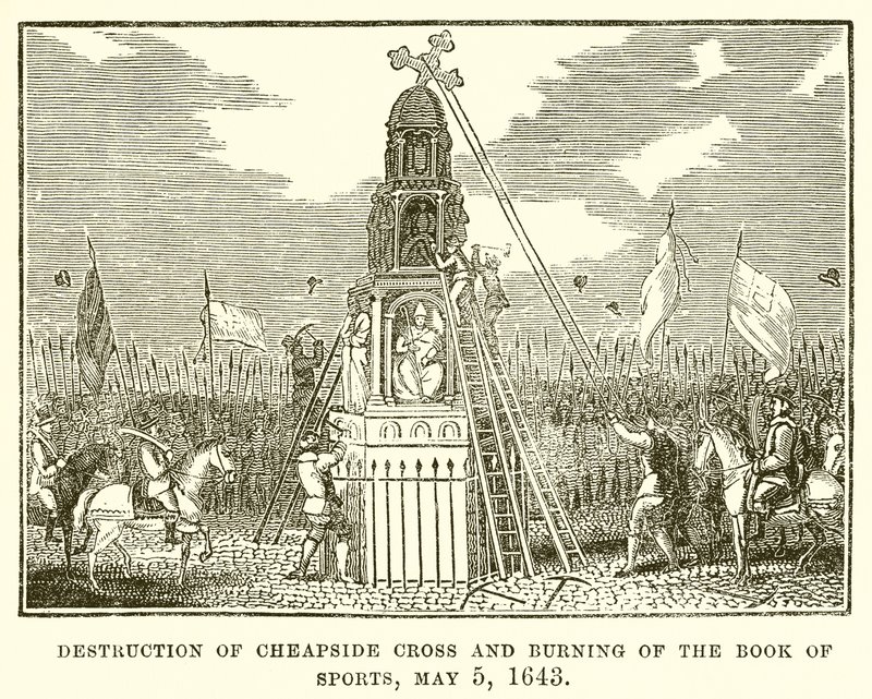 Ødelæggelse af Cheapside Cross og Afbrænding af Book of Sports, 5. maj 1643 af English School