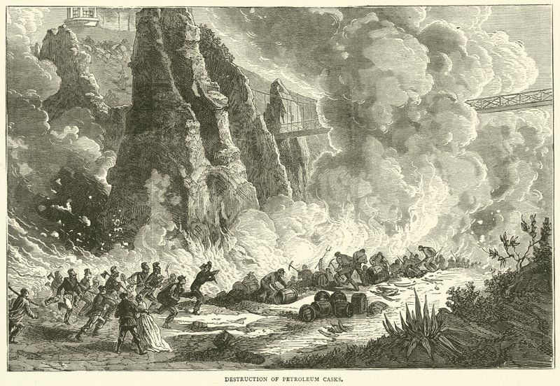 Destruktion af petroleumsbeholdere, december 1870 af English School