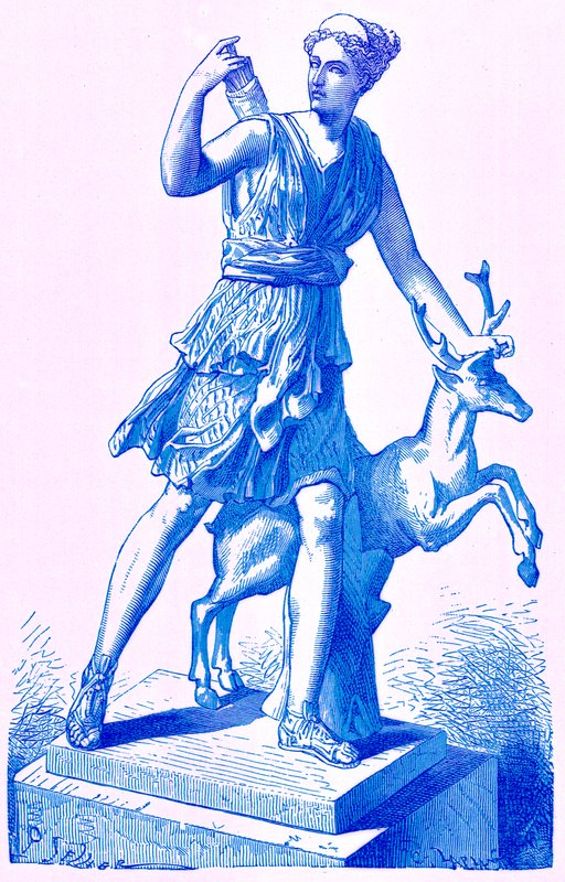Diana with the Hind, illustration fra History of Rome af Victor Duruy, udgivet 1884 (digitalt forbedret billede) af English School