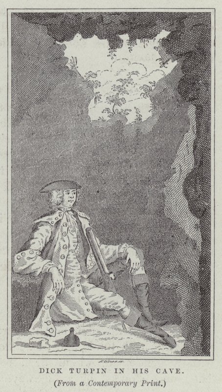 Dick Turpin i sin hule (kobberstik) af English School