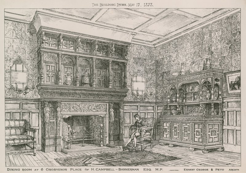 Spisestue på 6 Grosvenor Place for H Campbell-Bannerman, MP af English School