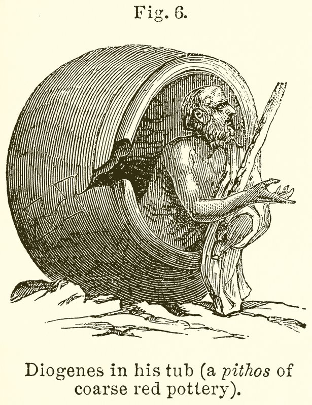 Diogenes i sit kar (A Pithos of Coarse Red Pottery) af English School