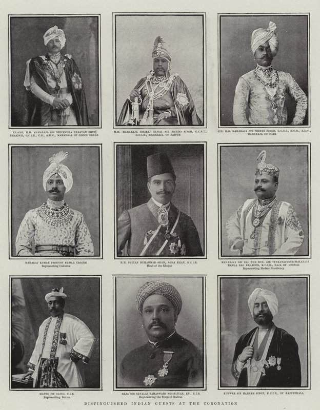 Distinguished Indian Guests at the Coronation, illustration fra The Graphic, 28. juni 1902 af English School