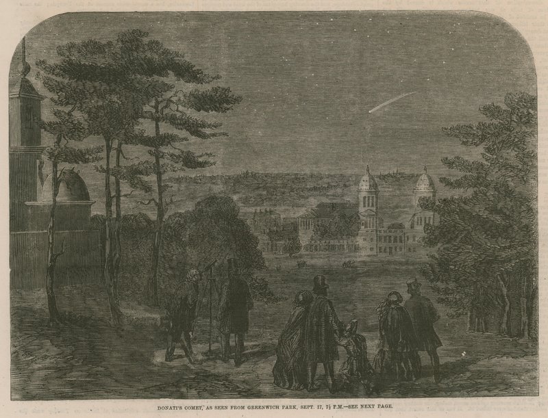 Donatis Comet, set fra Greenwich Park, 17. september 1858, kl. 19.30 af English School