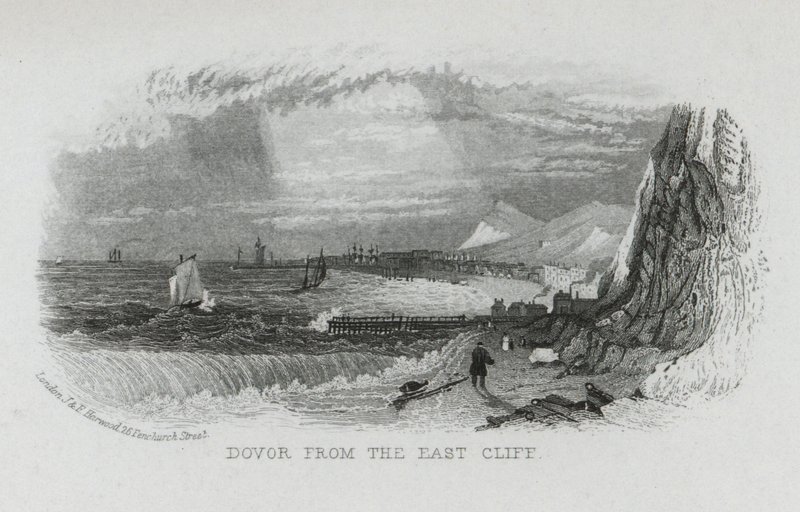 Dover fra East Cliff, Kent (gravering) af English School