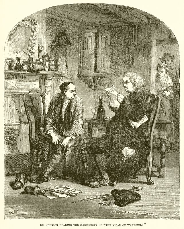 Dr. Johnson læser manuskriptet til The Vicar of Wakefield af English School
