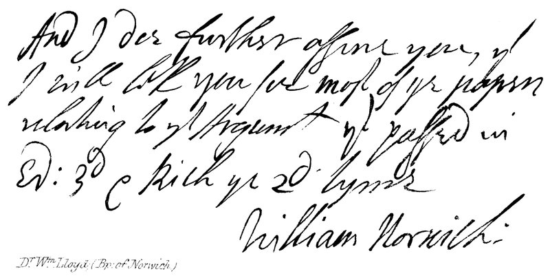 Dr. Wm Lloyd, (Bp: Norwich) af English School