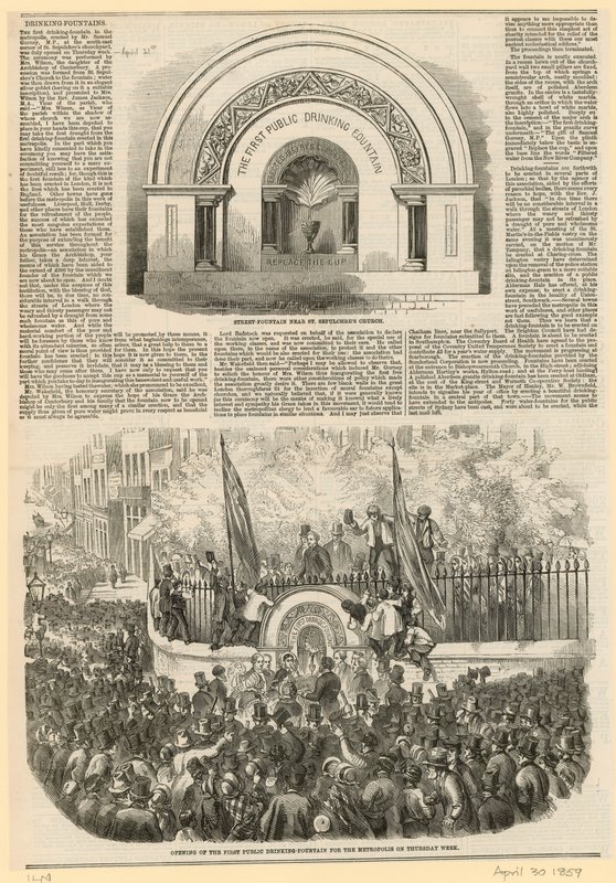 Drikkefontæne, der støder op til St. Sepulchres-kirken, Snow Hill af English School