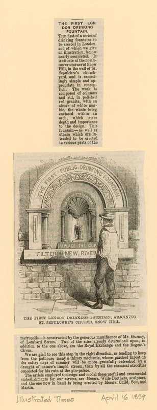 Drikkefontæne, der støder op til St. Sepulchres-kirken, Snow Hill af English School