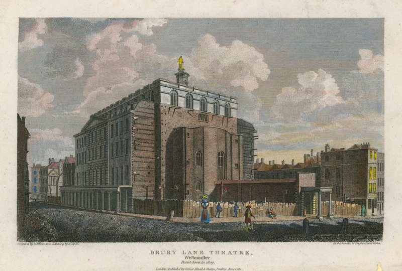 Drury Lane Theatre, Westminster, London; nedbrændte i 1809 af English School