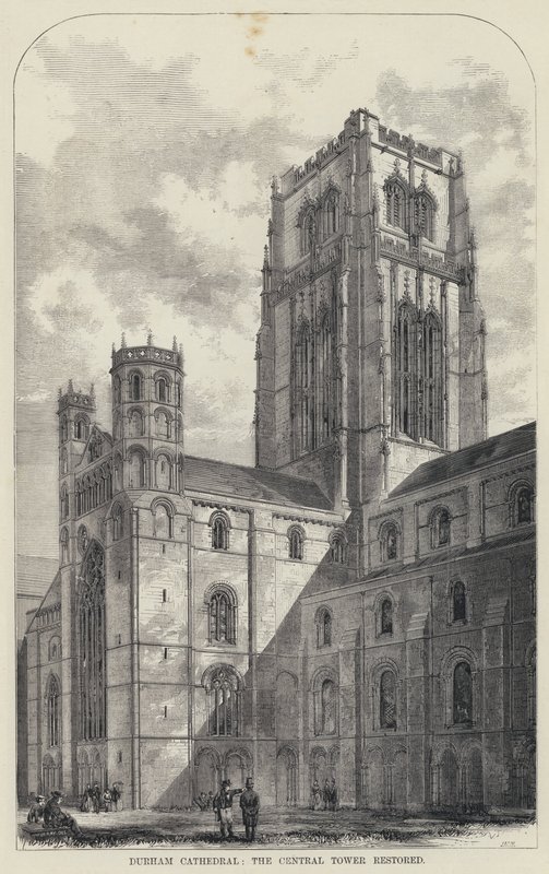 Durham Cathedral, Central Tower Restored (gravering) af English School