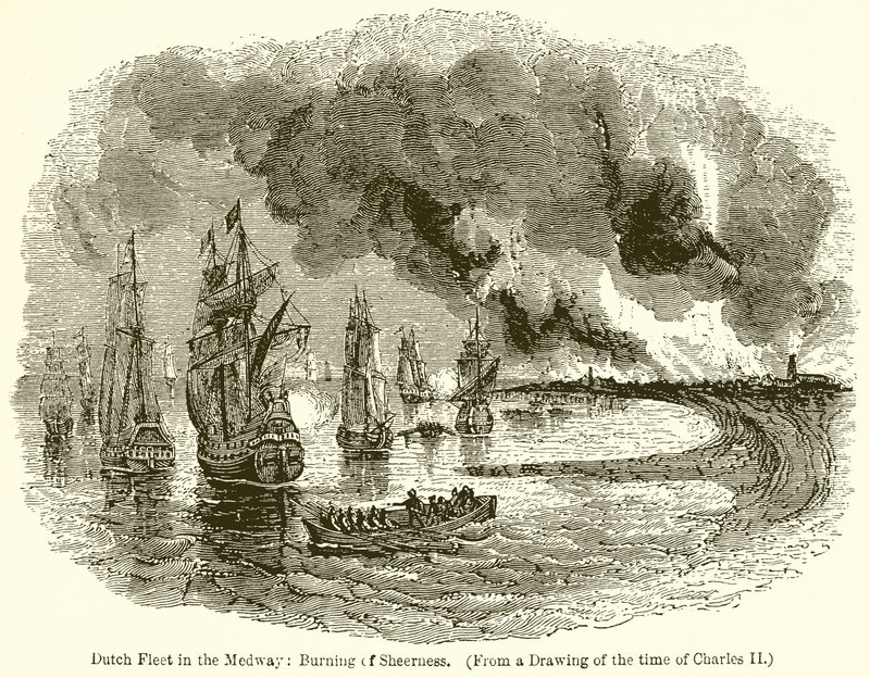 Dutch Fleet in the Medway: Burning of Sheerness af English School