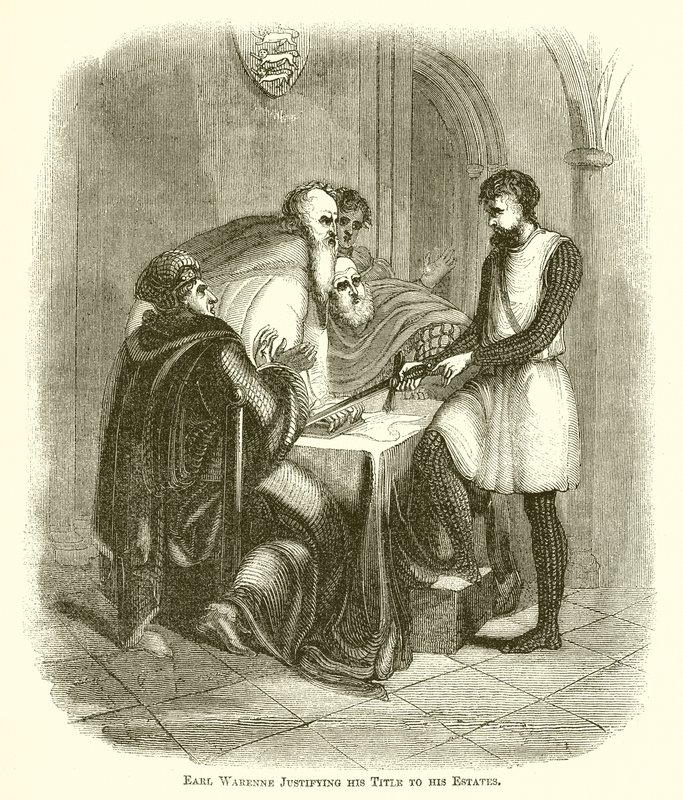 Earl Warenne begrunder sin titel til sine godser af English School