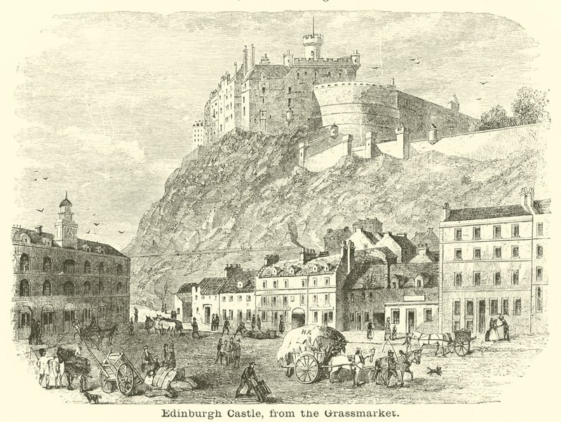 Edinburgh Castle, fra Grassmarket af English School