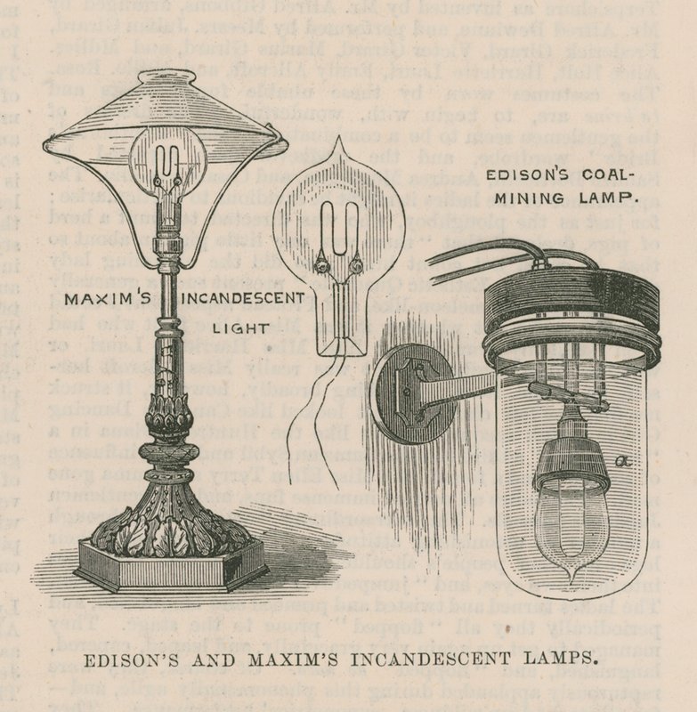 Edison og Maxims glødelamper af English School