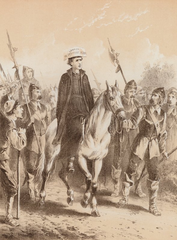 Edmund Campion, "På vej til London" (litho) af English School