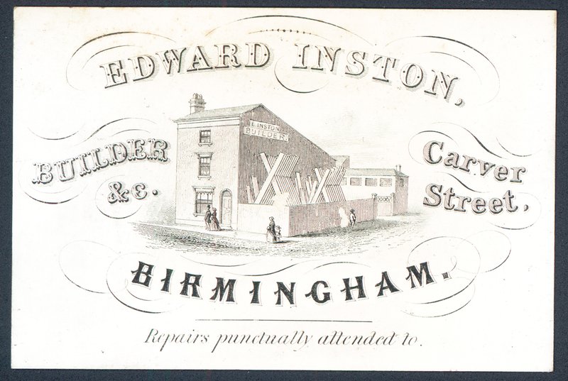 Edward Inston, bygmester, handelskort af English School