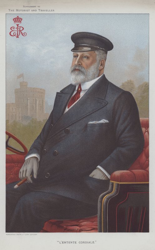 Edward VII, konge af Storbritannien (farve litho) af English School