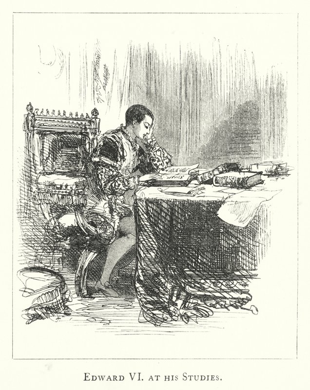 Edward VI ved hans studier (gravering) af English School