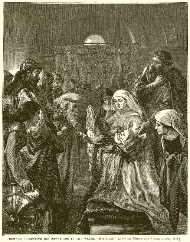 Edward præsenterer sin spæde søn for waliserne af English School