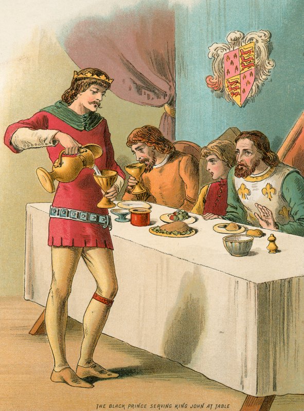 Edward, den sorte prins, tjener kong John ved bordet af English School