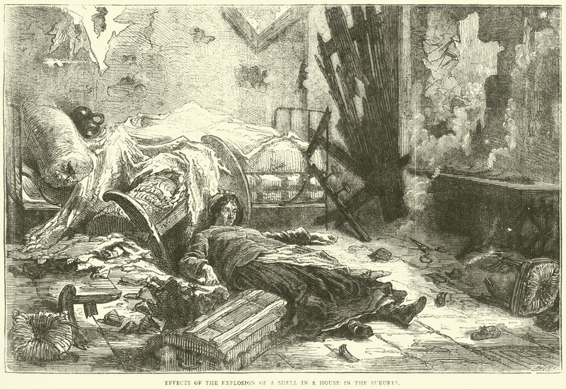 Virkningerne af eksplosionen af en granat i et hus i forstæderne, maj 1871 af English School