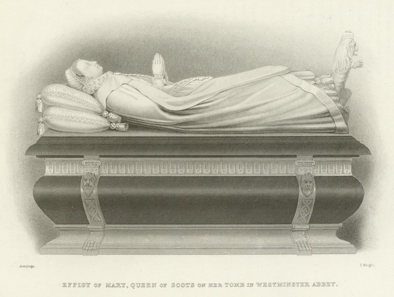Billede af Mary, Queen of Scots på hendes grav i Westminster Abbey af English School