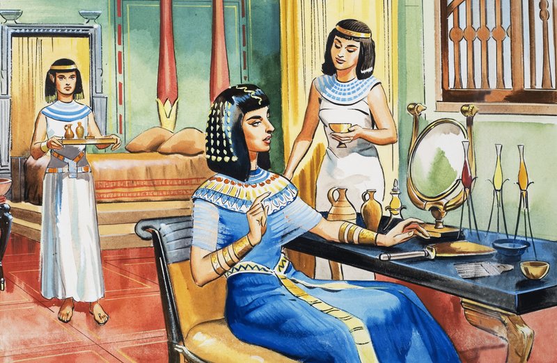 Egyptisk dame ved hendes toiletbord af English School