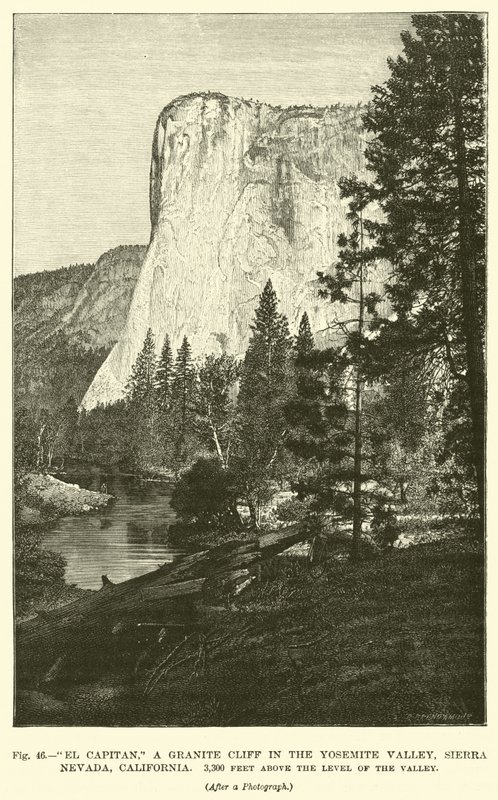 El Capitan, a granite cliff in the Yosemite Valley, Sierra Nevada, California, 3,300 feet above the level of the valley  af English School