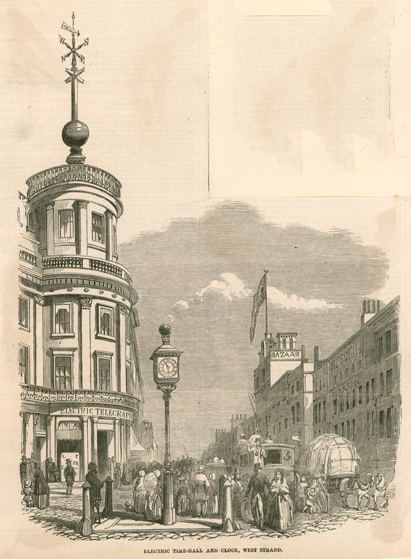 Elektrisk tidskugle og ur, West Strand, London af English School