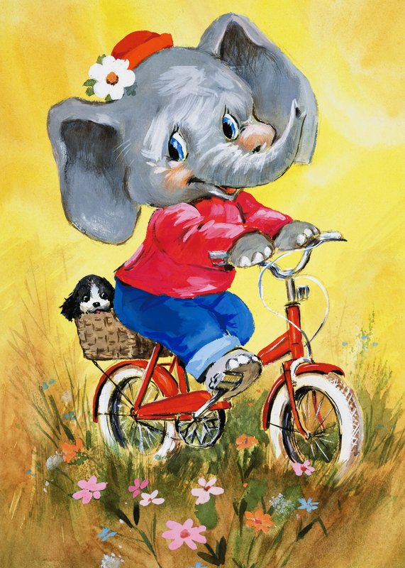 Elefant på cykel af English School