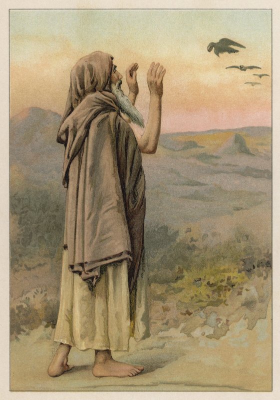 Elias og ravnene (chromolitho) af English School