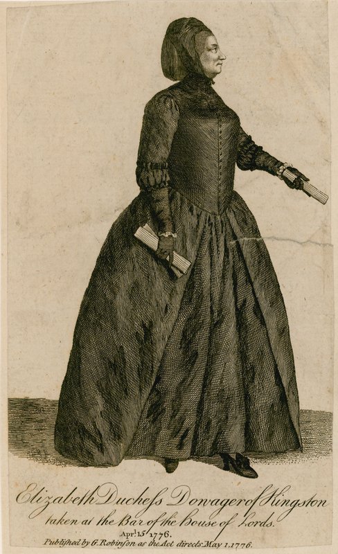 Elizabeth Duchess Dowager of Kingston taget i baren i House of Lords af English School