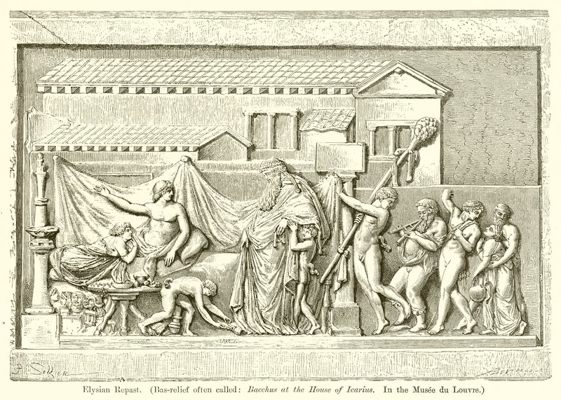 Elysian Repast. (Bas-relief ofte kaldet: Bacchus ved Icarius-huset. I Louvre-museet) af English School