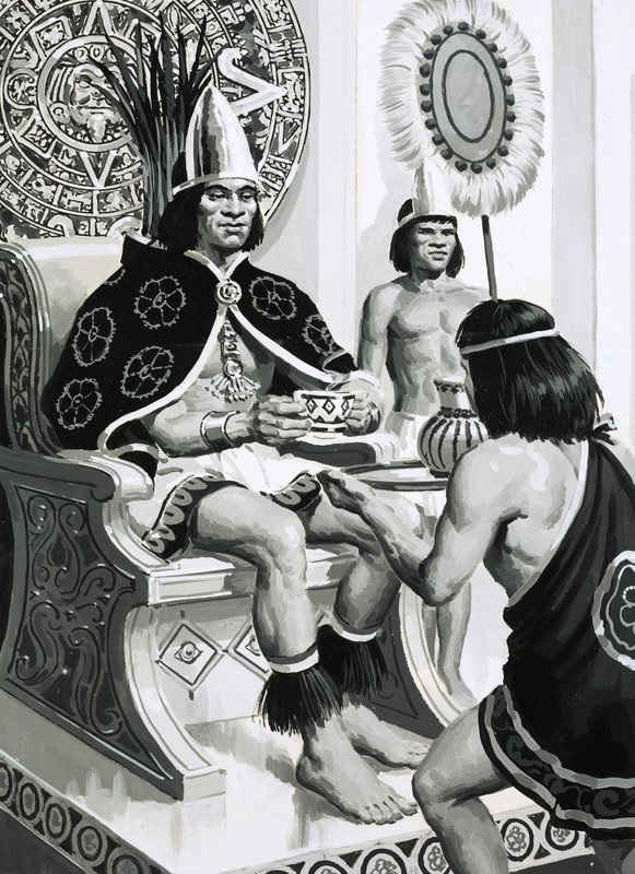 Kejser Montezuma fra Aztekerne kunne lide at drikke kakao af English School