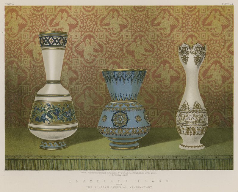 Emaljeret glas fra The Russian Imperial Manufactory af English School